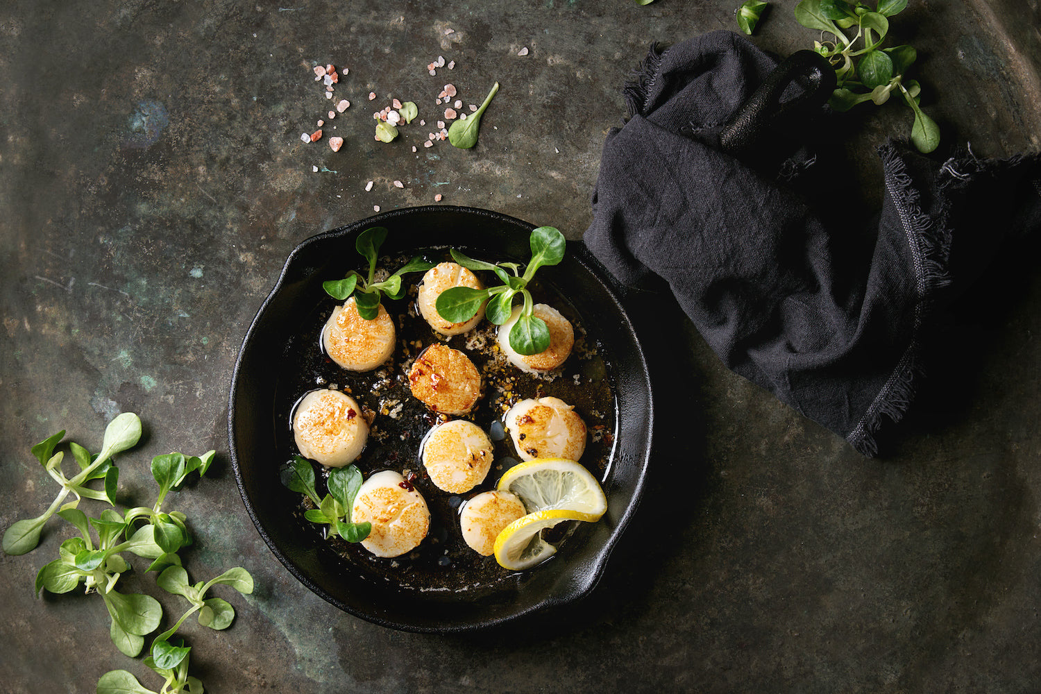 Pan Seared Scallops w/ Lemon-Rosemary Butter